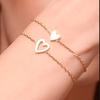 1pc Women's Heart-Shaped Hollow Pendant Single Bead Set, Instagram Style Adjustable Love & Friendship Two-Piece Bracelet