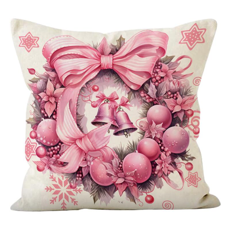 

45см Розовый Рождественский Чехол для подушки с Санта Клаусом Наволочка 2025 Рождественские украшения для дома Рождественский Новогодний декор 18x18Inch