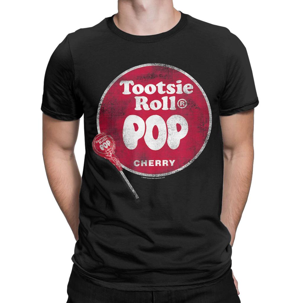 Vintage T Shirt Summer Tootsie Roll Pop Logo Fashion T-Shirts Cotton Tee Shirt for Male Y2K Fun Design Short Sleeve Tops