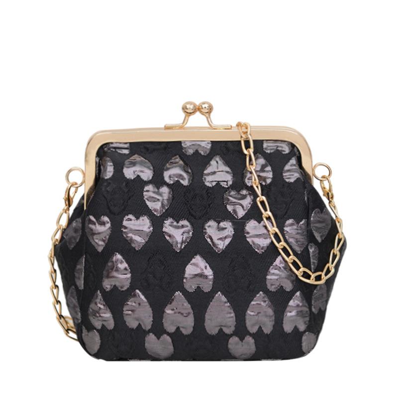 

Текстурированная портативная сумка с цепочкой в виде сердца персикового цвета, женская, весна 2024, новая модная сумка через плечо, сумка-мессенджер