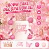 Prinzessin Geburtstagskuchen Dekoration Set Mit Kronen Topper Schmetterling Ausschnitten Rosa Goldene Bälle Geburtstagskuchen Zubehör Für Mädchen