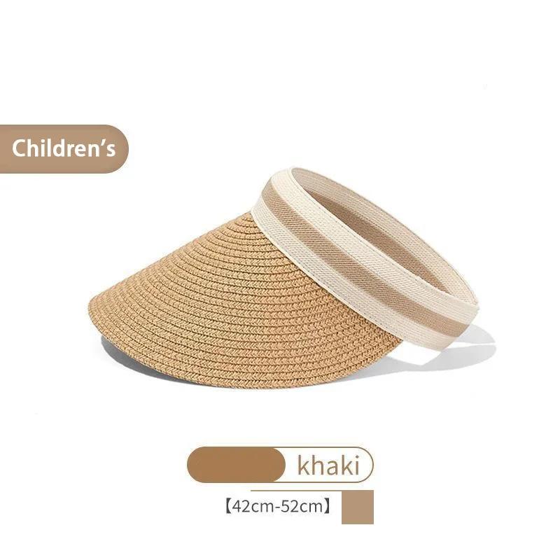 

Mother-Daughter Straw Visor Hat Summer UV Protection UPF 50+ Breathable Lightweight Sun Hats, Open Top Beach Outdoor Sunscreen Adjustable