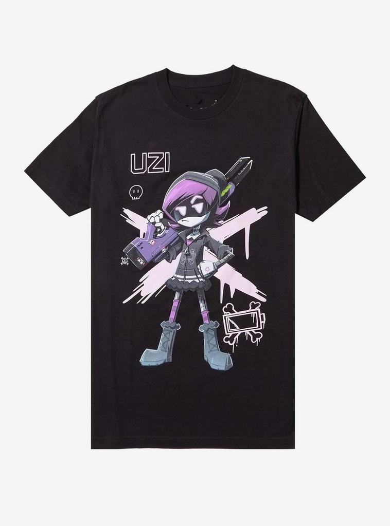 T-shirt Pesante Manica Corta Stampa Cotone Cartoon Punk Retrò Droni Assassini Uzi Harajuku Retrò Casual Streetwear Unisex