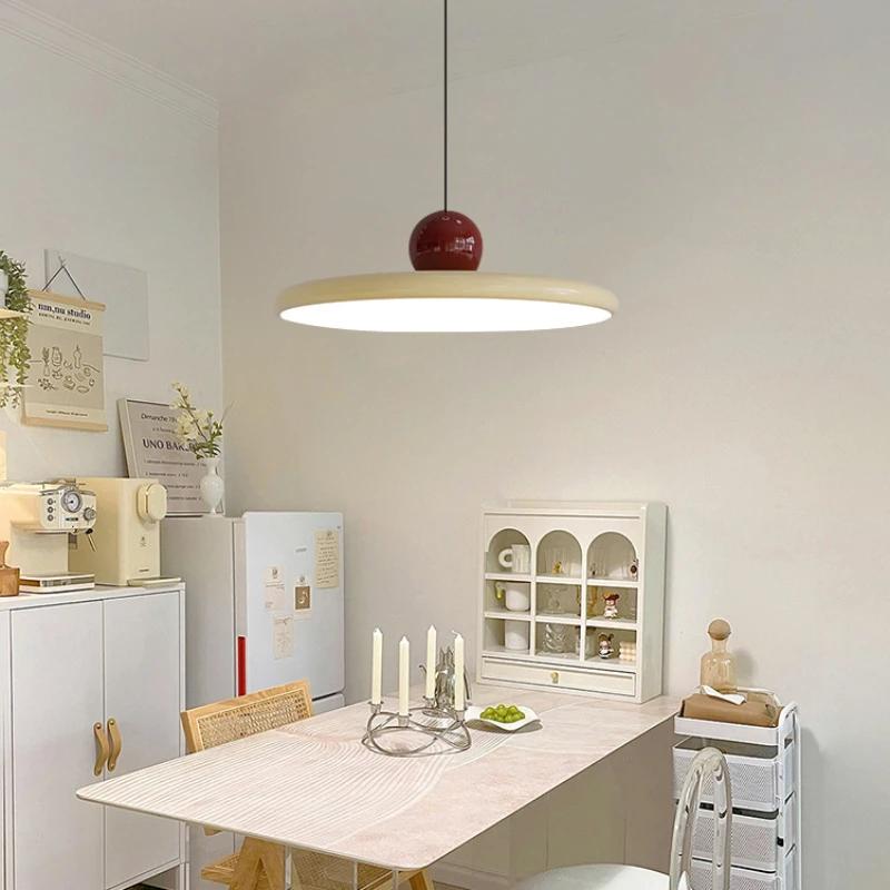 Nordic Cream Style Flying Saucer Pendant Light Restaurant Living Room Bedroom Bedside Lamp Home Interior Decorative Lamp 20/30cm
