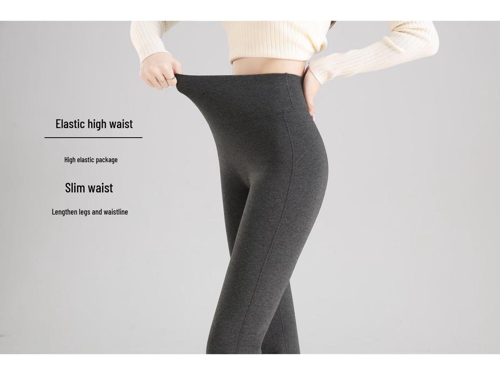 2025 Autumn/Winter Women's Stylish High-Waisted Flared Pants with Fleece, Stretch, and Leg-Slimming Design
