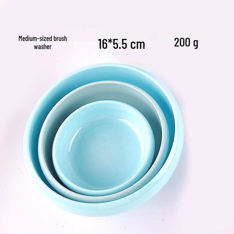 Porcelain-Look Jade Brush Washer: Durable, Water-Washable Ink Pad, Paperweight, Pen Holder, Ink Bowl.