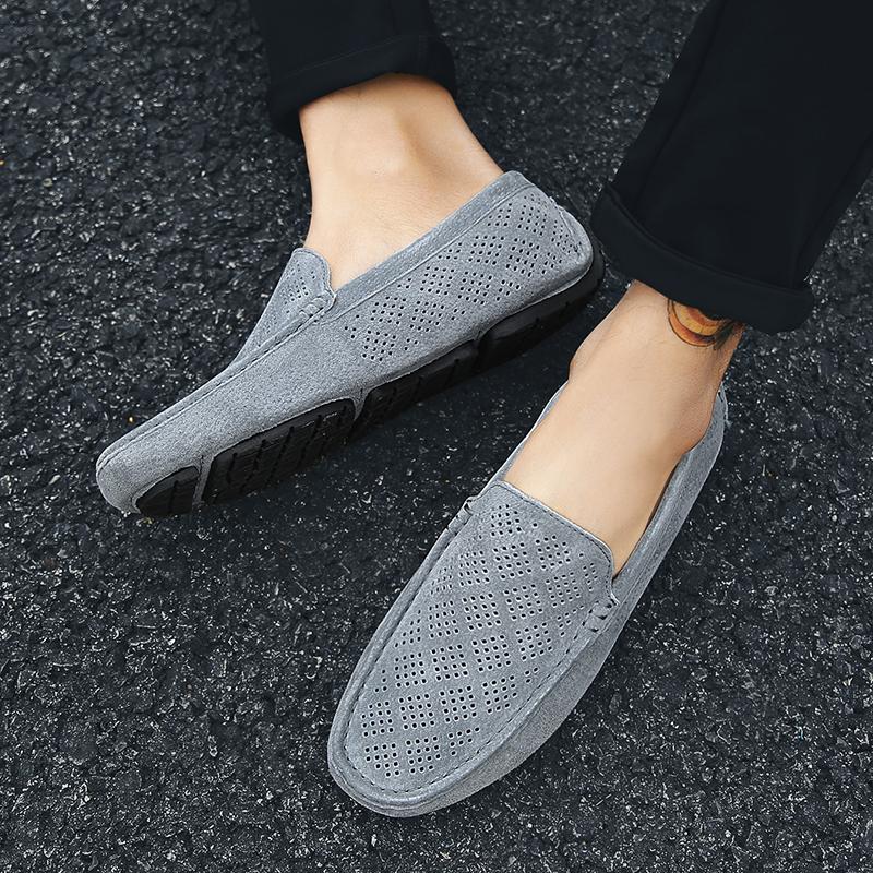 

Мужские мокасины Penny Wildsmith, лоферы для вождения Gommino, удобные туфли на плоской подошве, повседневные слипоны, замшевая обувь больших размеров для мужчин, большие размеры EU: 41 серый