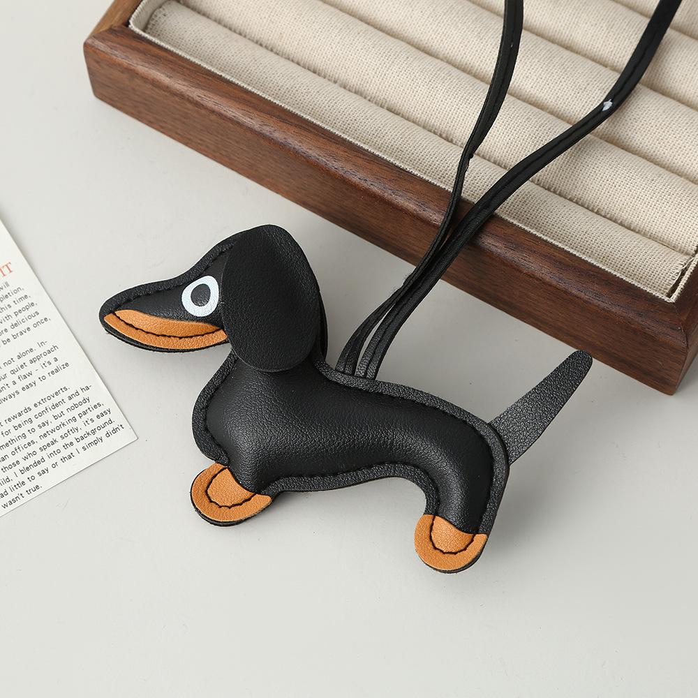 Dachshund leather pendant Korean version diy cute ins puppy bag pendant lanyard couple car pendant