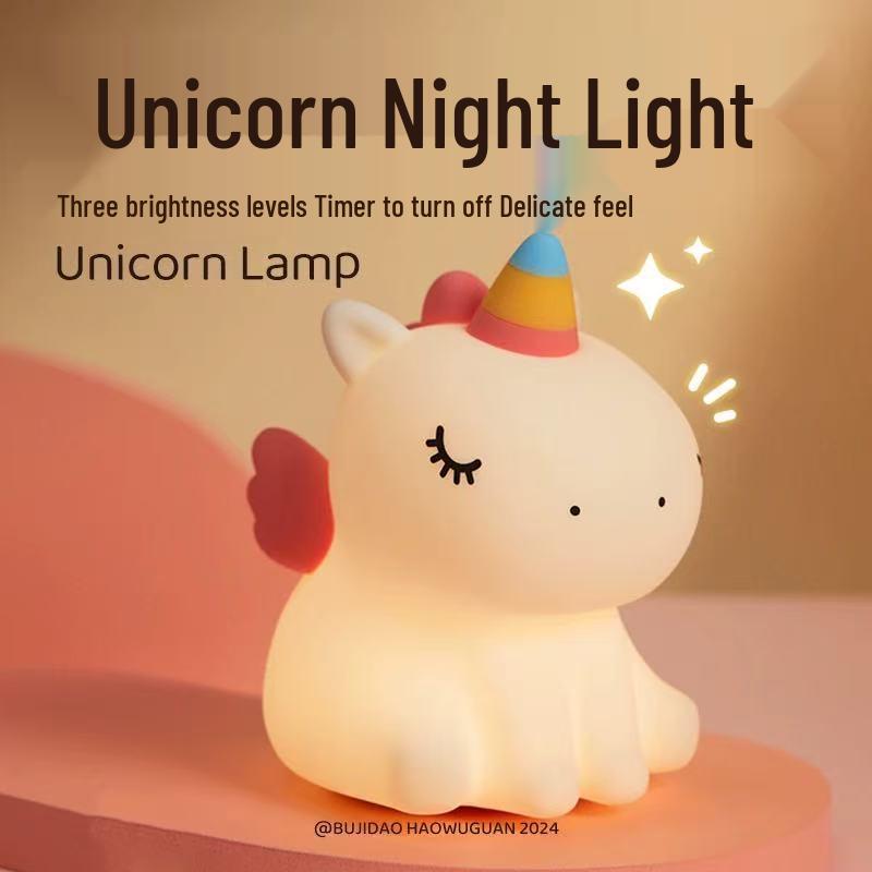

Силиконовый ночник-единорог - Милый прикроватный компаньон, создающий атмосферный свет 1W