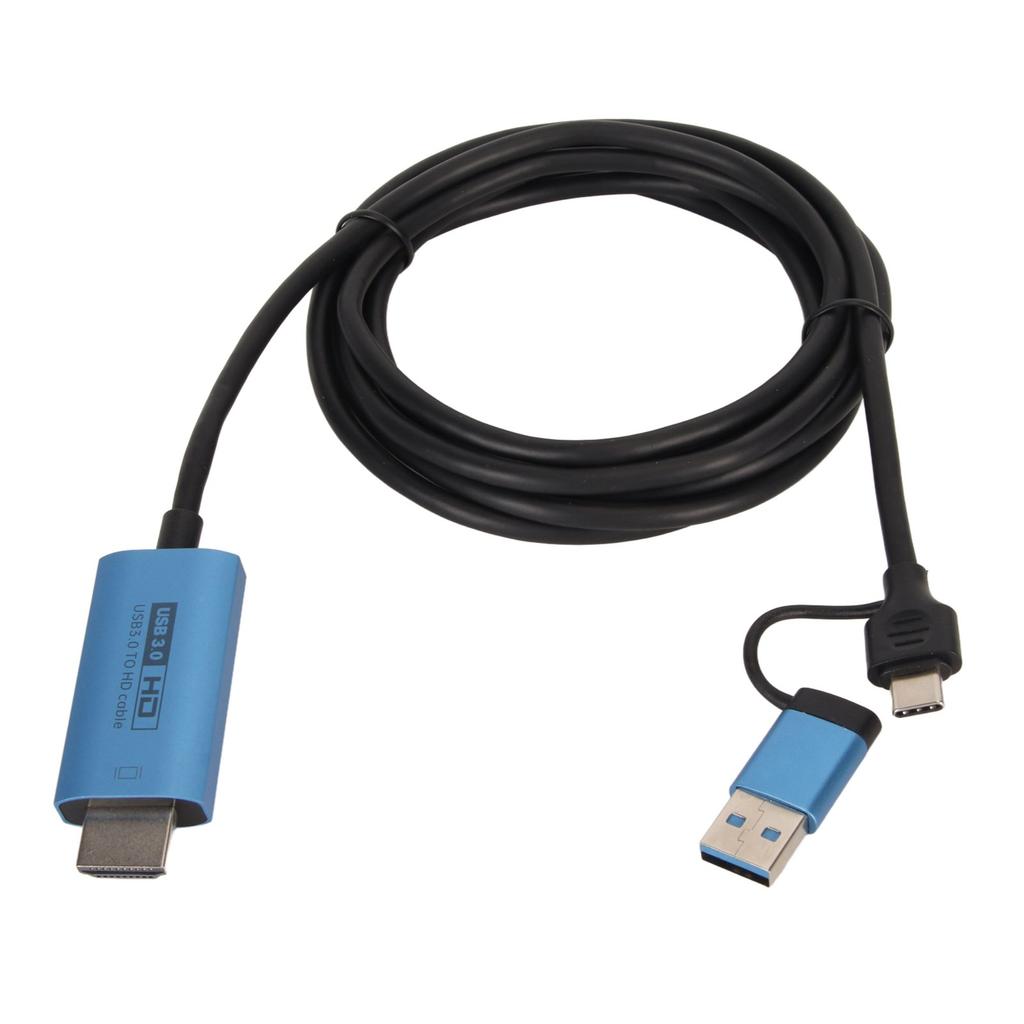 USB To HD Multimedia Interface Adapter Plug and Play USB Type C Converter Cable for Phone Laptop 6.6