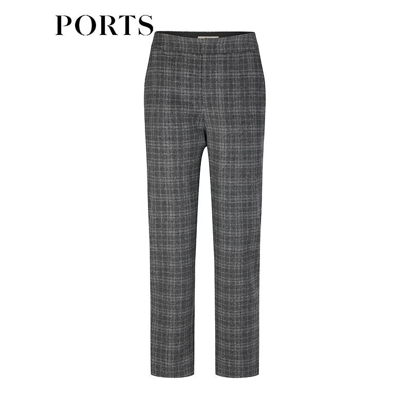 PORTS Women's Plaid Wool Casual Trousers