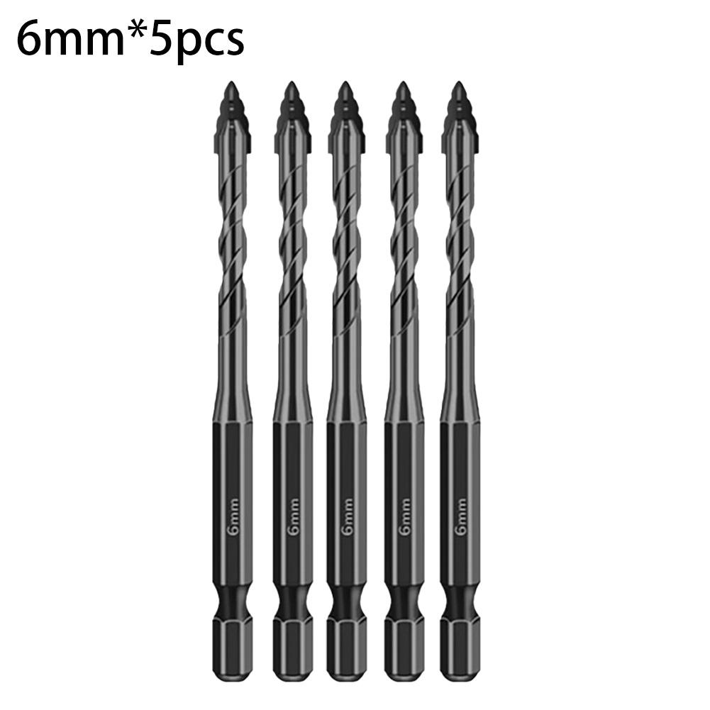 5pcs Four-Flute Eccentric Drill Bits Drilling Tool Glass Tile Punching Tool Hardness Triangle Drill Bit For Glass/Tile/Wood