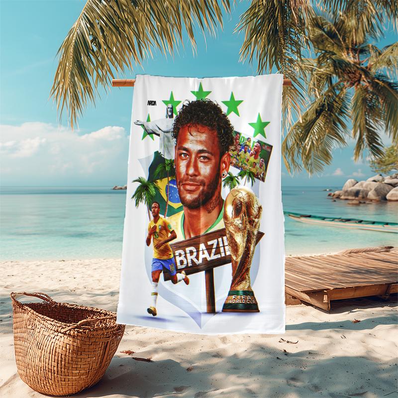 1pc Brazilian Football Celebration Microfiber Quick Dry Beach Towel Absorbent Soft Oversized Sand Free Towel for Travel Pool Gym Swimming Yoga 20a103
