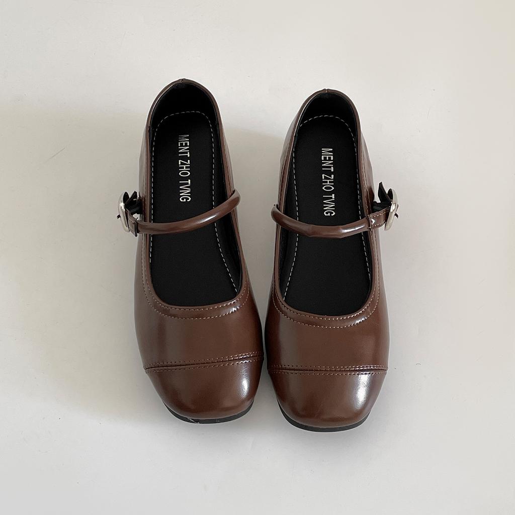 Silver retro square head inner height increase light mouth flat sole single shoes women's summer 2025 new versatile French Mary Jane shoes