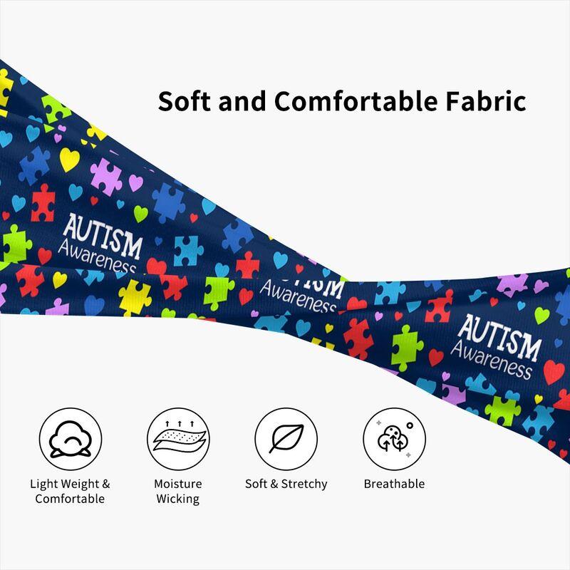 Autism Awareness Colorful Puzzle Pieces Sports Head Bands Sweatbands for Women Men Elastic Exercise Headband for Fitness Running