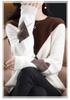 Women's Loose-Fit Cashmere Sweater - Diamond Pattern, Color Block, Round Neck, Autumn/Winter