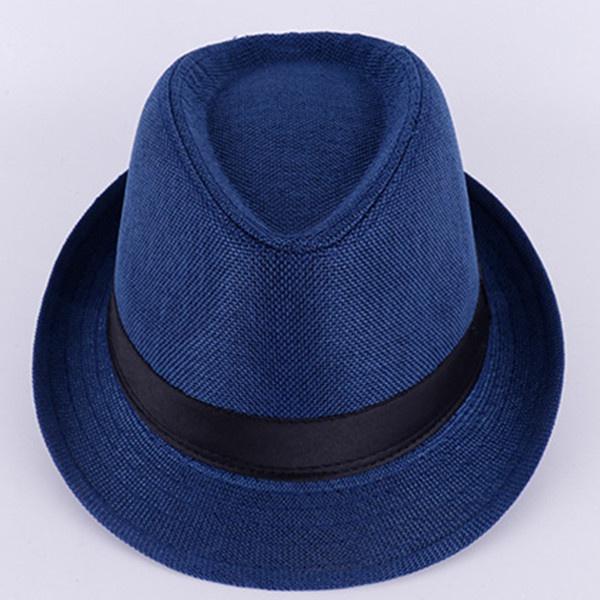 

Мужская фетровая шляпа Jazz Cotton and Linen Pure Hat Dad Hat Imp Sun Shield Sun Hat White Hat Свадебные фетровые шляпы синий