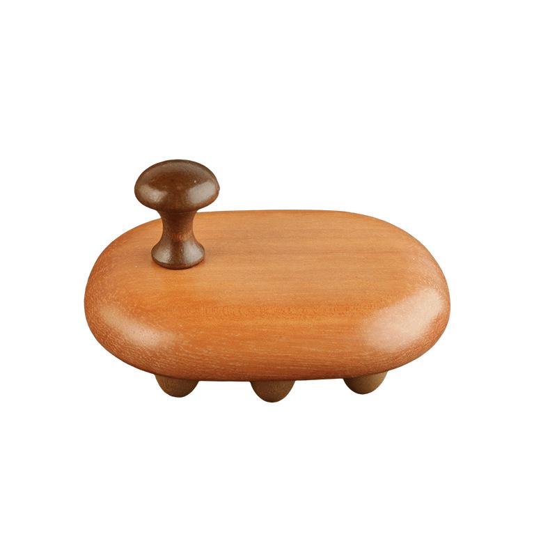 Sandalwood 12-Bead Meridian Massage Comb for Full-Body Large-Tooth Stimulation and Abdomen Rubbing