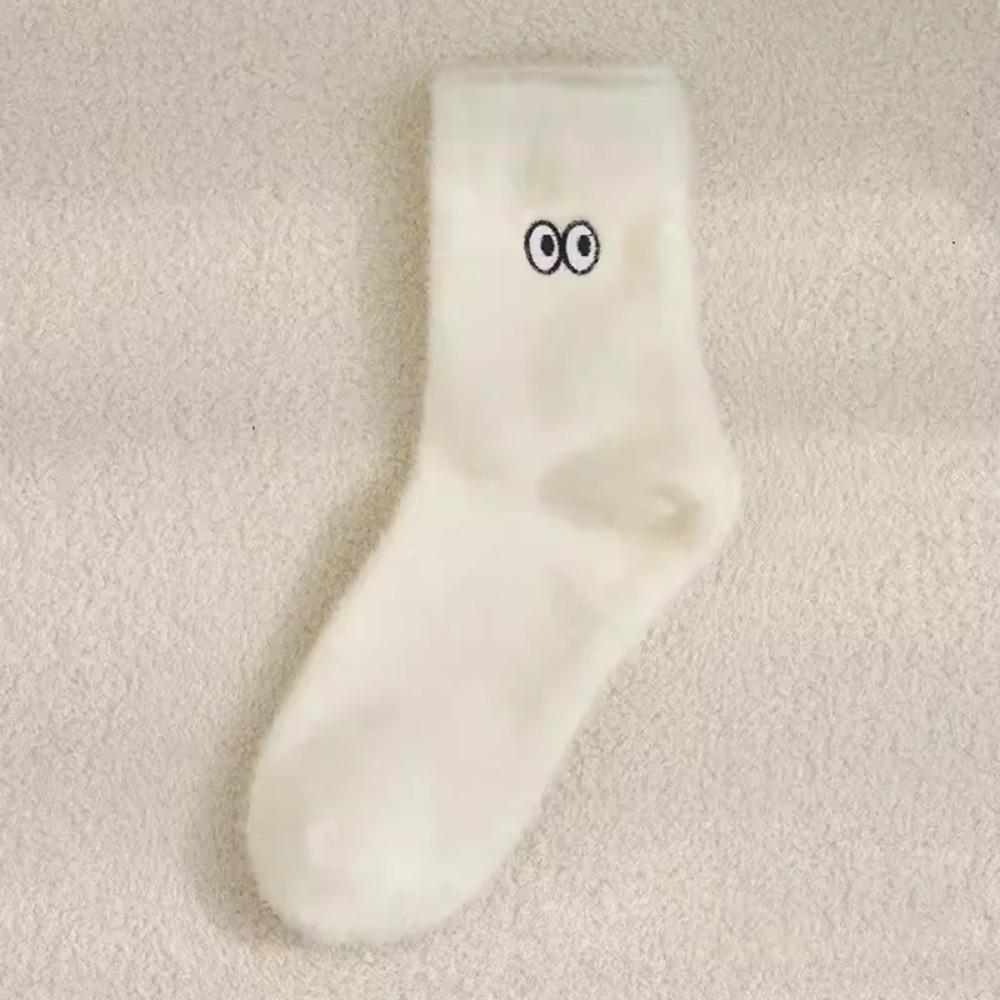 Cartoon Expression Mink Velvet Socks Thickened Carpet Socks Fashion Soft Fluffy Bed Socks Girls