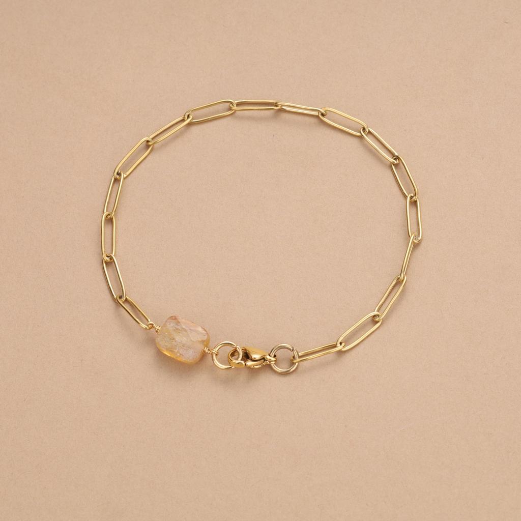 Koai Citrin 18 Karat Gold Geburtsstein Armband für Damen Armband, Vergoldet,