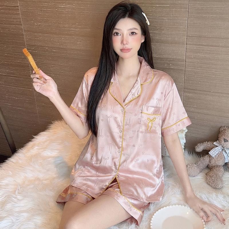 Sommerpyjama aus Eisseide im süßen Stil für Damen – kurzärmlige, coole und stylische Homewear