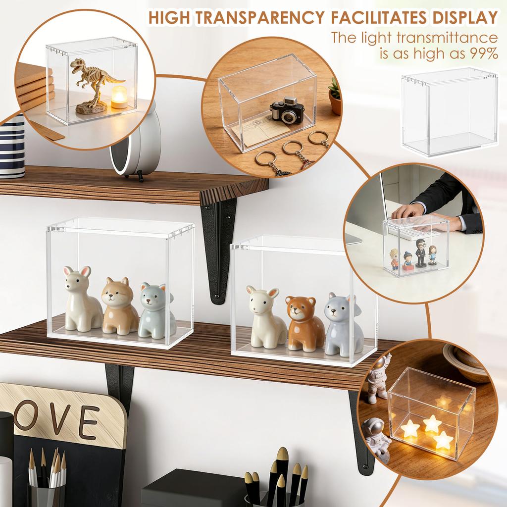 Transparent Acrylic Storage Box Magnetic Figurine Display Box Collection Figures Dustproof Storage Box Office Desktop Decoration
