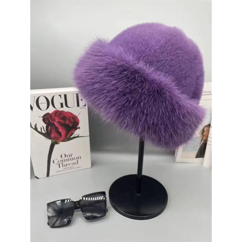 New Women's Plush Bucket Hat - Warm Winter Fisherman Hat with Fluffy Lining, Christmas Gift Panama Cap for Cold Weather