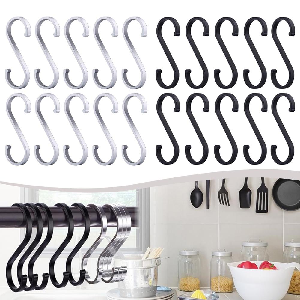 Aluminum S Hooks For Kitchen Gadget Space-saving Hooks Hanging Hooks Scratch Resistant 10 Pack Easy Installation