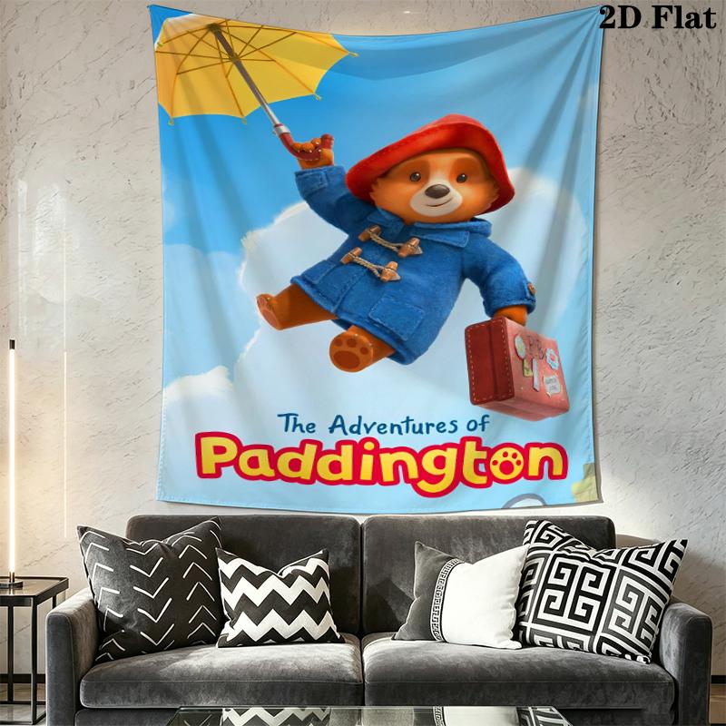 Paddington Bear Wall Tapestry Aesthetic Wall Hanging Printed Fabric Blanket Decorative Tapestries for Bedroom Living Room Home Decor