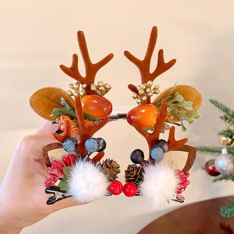 Christmas Antler Hair Clips for Girls - Holiday Party Hair Accessories for Children