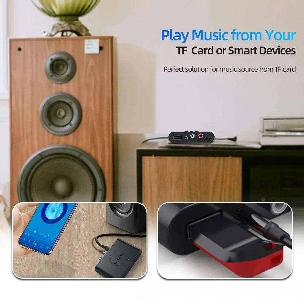 NFC Bluetooth 5.2 Audio Receiver U Disk RCA 3.5mm 3.5 AUX Jack Stereo Music Wireless Adapter with Mic For Car Kit