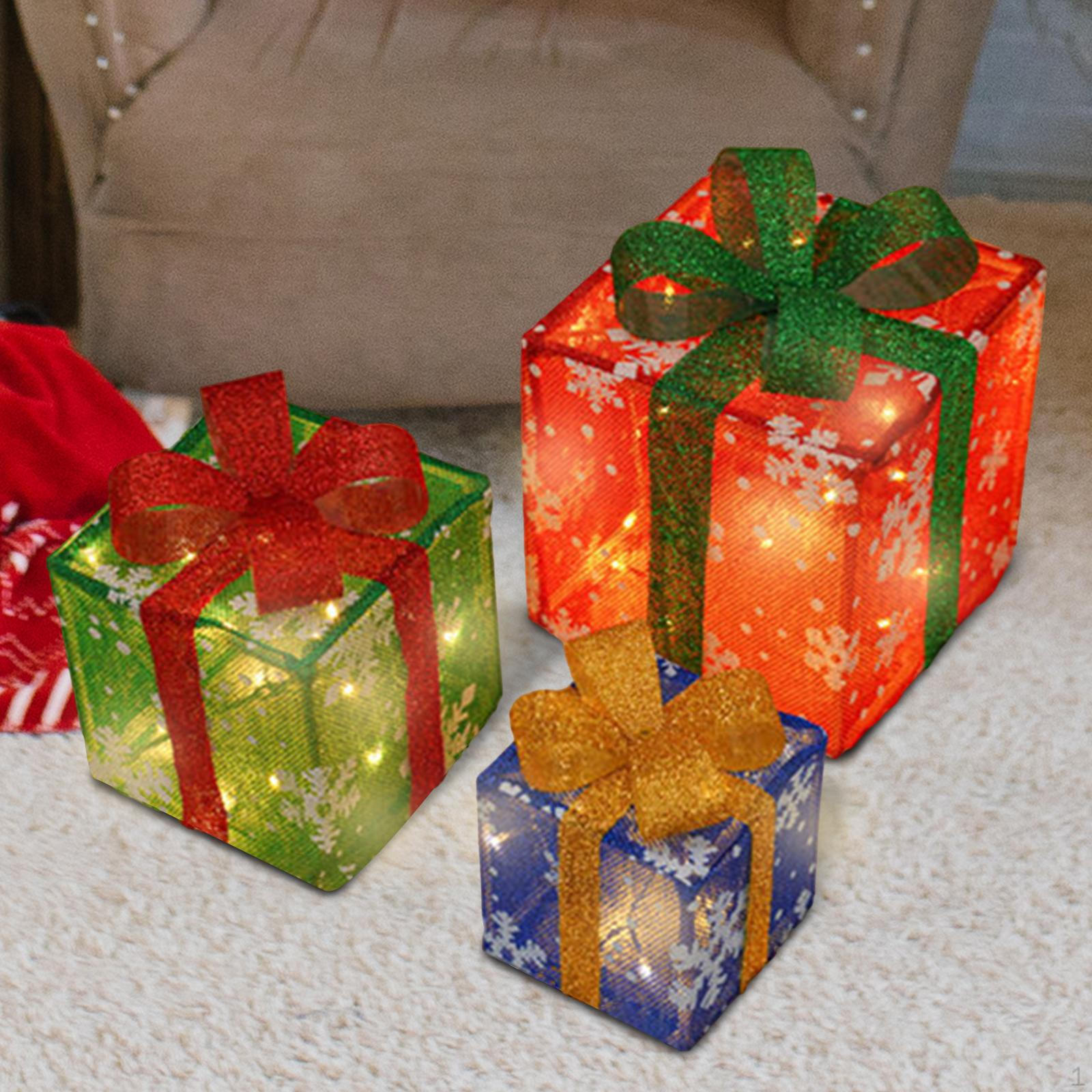 

3 шт. рождественские светящиеся подарочные коробки светящиеся подарочные коробки для улицы Colorful