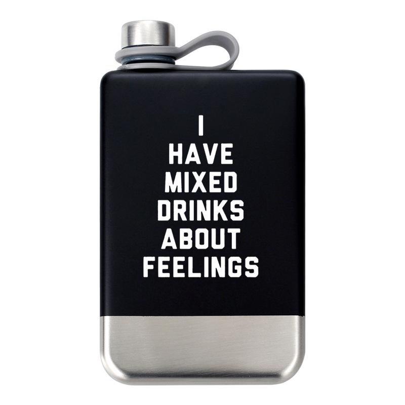 Silver Green Black White Whiskey Flask - Portable, Food Grade 304 Stainless Steel