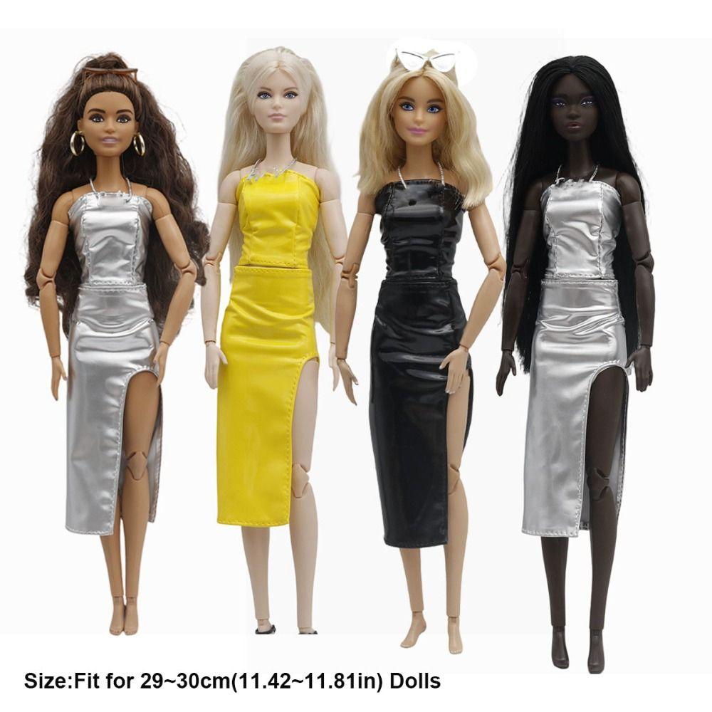 Casual Wear Girl Clothes Accessories Fashion Doll PU Leather High Neck Dresses for 29~30cm Dolls