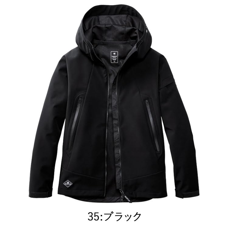 BURTLE 3190 Windproof Hoodie Jacket, Unisex, Water-Repellent, Cold-Weather, Fall/Winter, 2025 Model, BURTLE Workwear (JP, Alphabet, L, 35: Black)