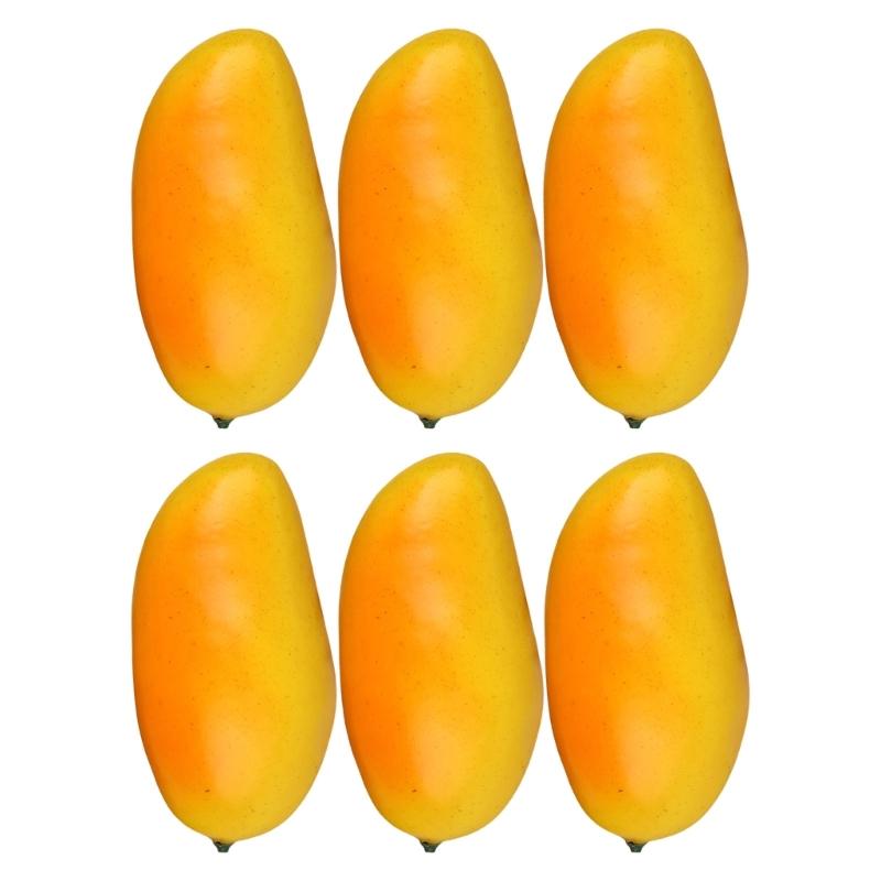 6Pcs Realistic Fruit Mangos Decoration Assorted Realistic Mangos Models for Table Decors and Visual Merchandising