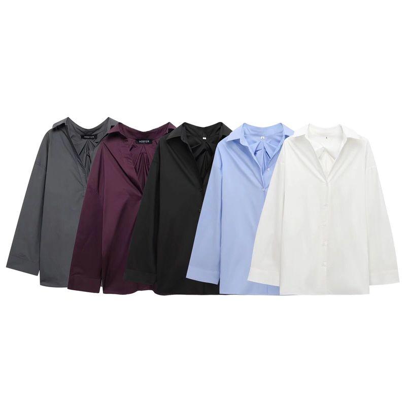 Kaslead New Arrival Women's Clothing Fashion Style Fashion Minimalist Back Pleated Loose Shirt 3067118