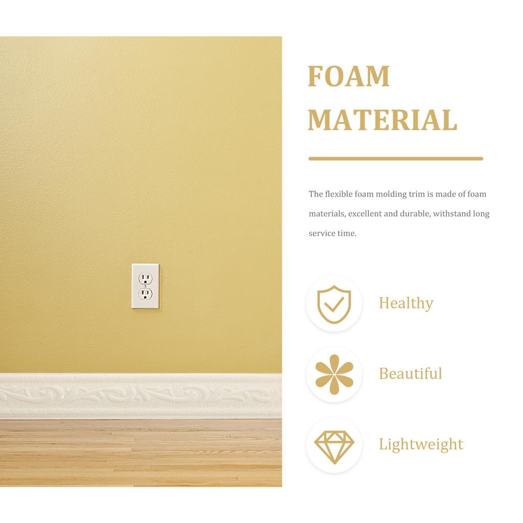 2 Rolls Wall Corner Trim Flexible Peel and Stick Foam Molding Trim Decorative Skirting Border Strip for Home Bathroom Kitchen