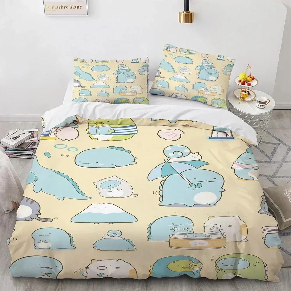 Anime Kawaii Cartoon Sumikko Gurashi Bedding Set Duvet Cover Sheet Printed Pillowcase Bed Full Queen King Size Comforter Bedroom