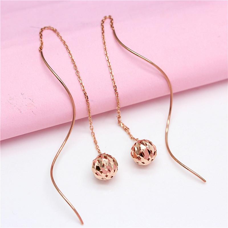 

Изысканные серьги-подвески из русского 585 фиолетового золота с позолотой Rose Gold, с бахромой, полые, для женщин, подчеркивающие темперамент, цветные золотые