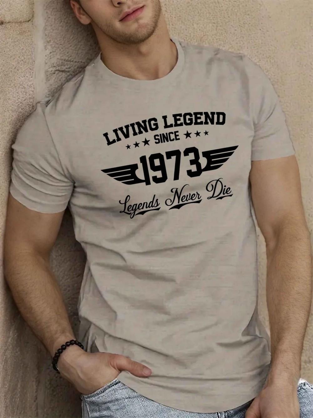 American Summer Men s 1973 3D Printed T-shirt Urban Fashion Street Style Round Neck Comfortable Casual Soft Short Sleeve Tops S