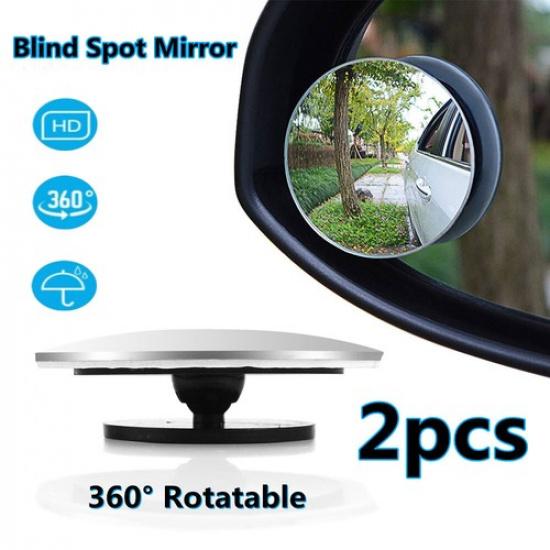 2Pcs Side Rear View Mirror Blind Spot Mirrors Round Glass Convex 360° For Car