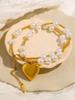 1 Pc Handmade Beaded Faux Zircon Necklace, Fashionable Titanium Gold-Plated Heart Pendant Clavicle Chain Necklace For Women