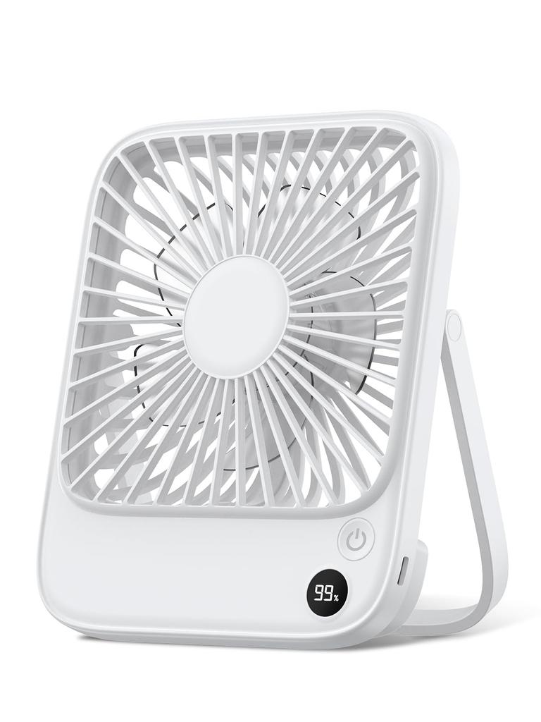 TOPK 5000mAh Rechargeable Desk Fan Powerful Brushless Airflow Quiet Digital Battery Suitable for and Outdoor and Can Be Used for Ultra-Thin Airflow,