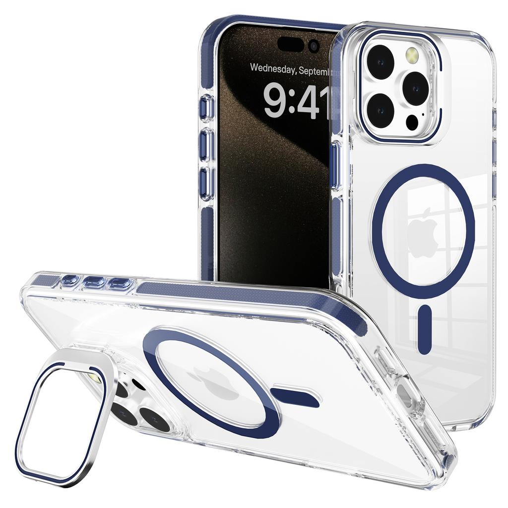 J2 Series For iPhone 16 Pro Case Compatible with MagSafe TPU+PC Clear Phone Cover Built-In Kickstand