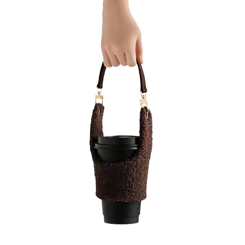 Sometime Cute Plush Cup Sleeve Autumn Winter Velcro Detachable Handheld For Coffee Milk Tea Cups Taiwan Popular Hot Cold Drinks