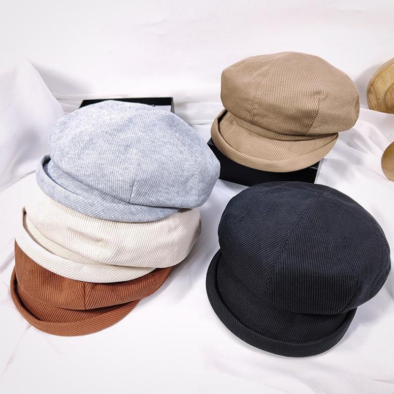New Fashion Beret Hat Women Vintage Newsboy Cap With Short Brim Painter'S Artist Octagonal Hat For Autumn/Winter New