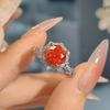 Fashion Light Luxury Star Anise Rose Pink Diamond Ring Niche Design Sense Simple High Carbon Diamond Yellow Zircon Women'S Ring