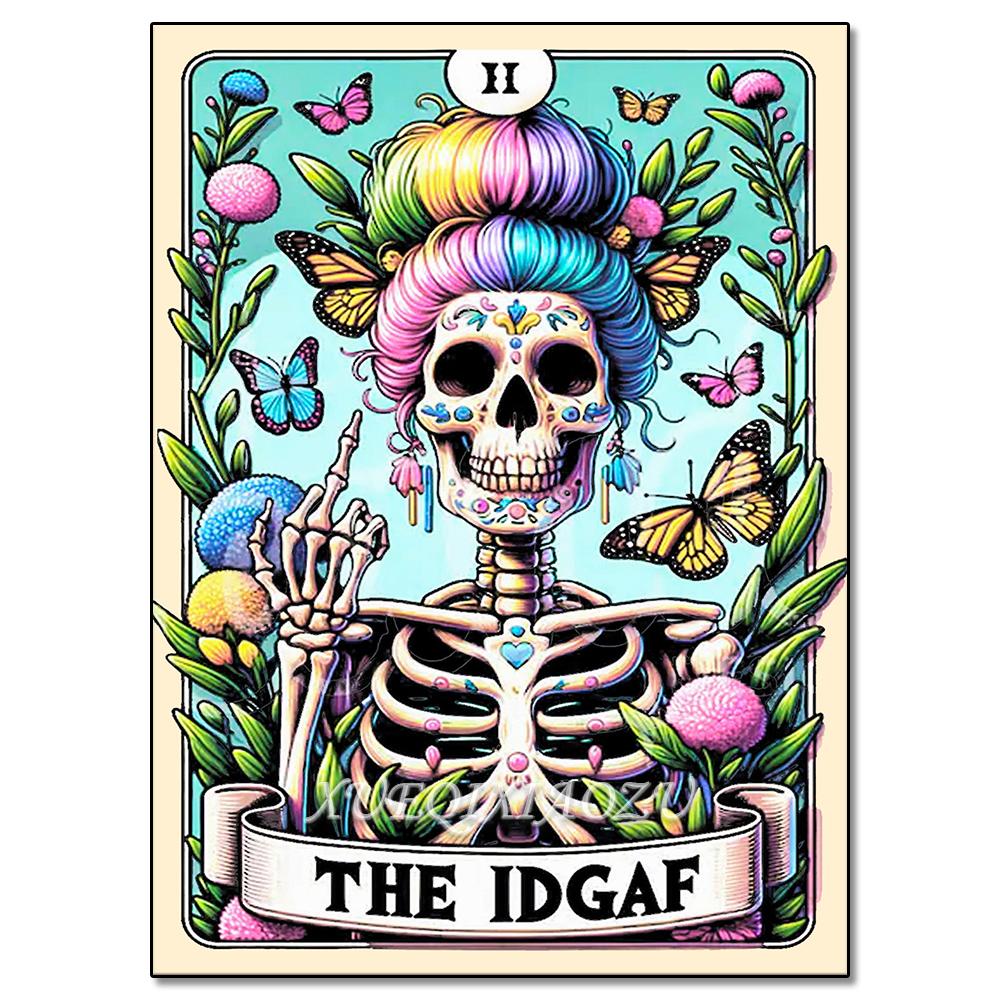 Peinture Art Diamant DIY Squelette Dames Mosaïque Point de Croix Set Art Fleur Pierre Précieuse Incrustation Cadeau DIY Décoration Peinture