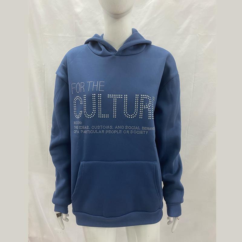 European and American Letter Hot Stamping Print Autumn and Winter Loose and Fashionable Men's and Women's Pocket Hooded Sweatshirt